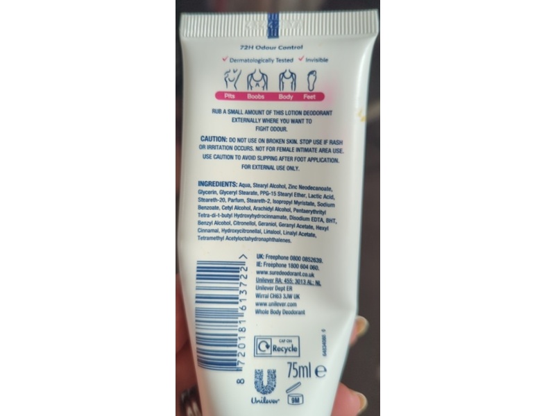 Sure Whole Body Deo, Wild Rose, 75mL