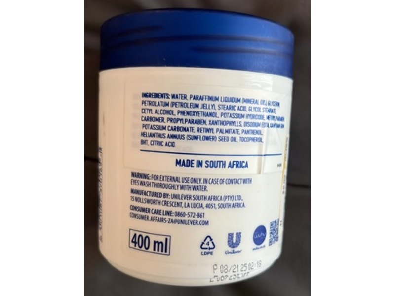 Vaseline Advanced Repair Intensive Care Body Cream, Fragrance Free, Vitamin A & B5, 13.52 fl oz/400 mL