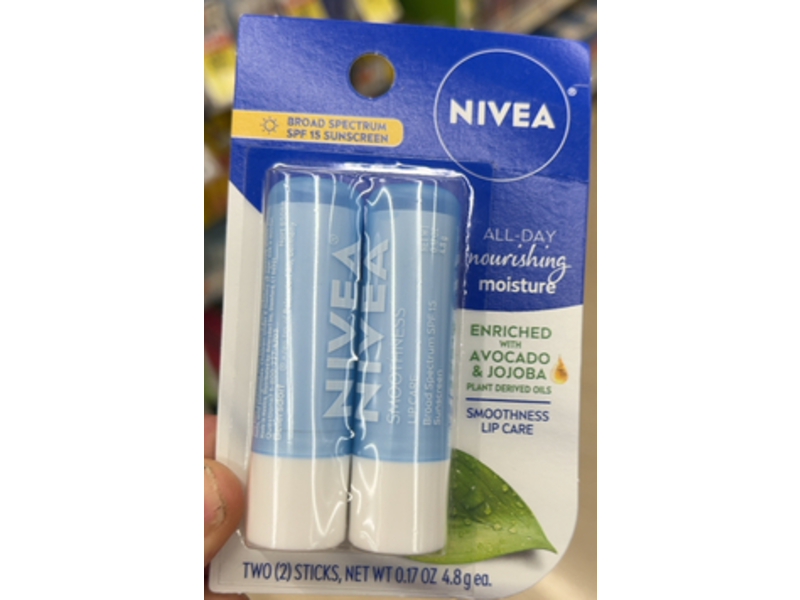 Nivea Smoothness Lip Balm, Enriched, Avocado & Jojoba, 0.17 oz/4.8 g, Dual Pack