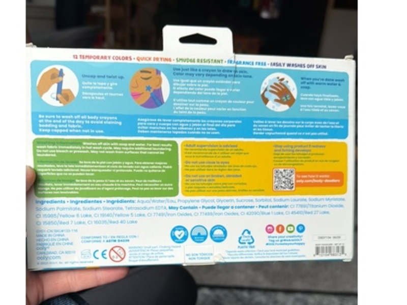 Ooly Body Doodlers 12 Face & Body Crayons, 0.43 oz/12.2 g