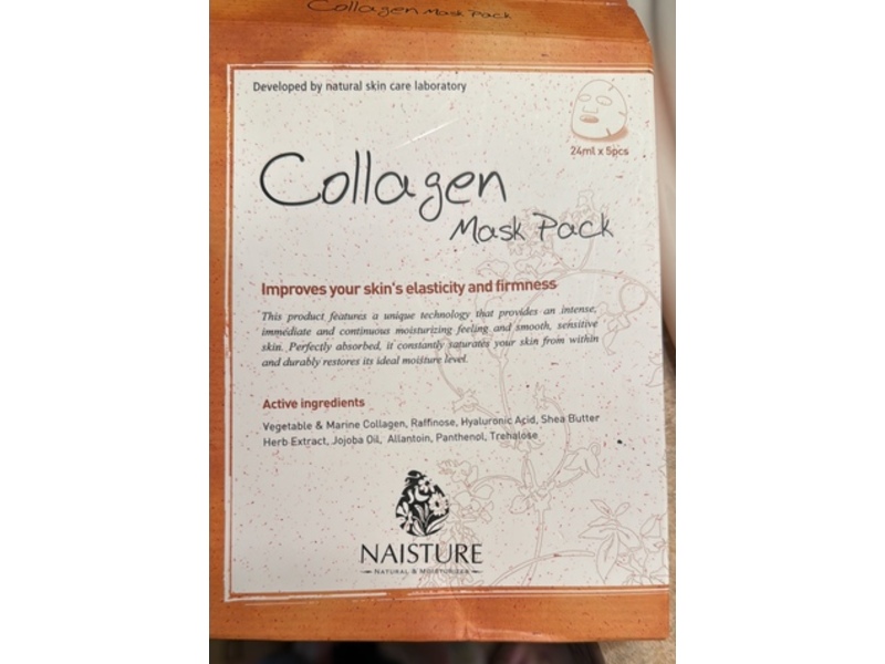 Naisture Face Mask Pack, Collagen, 24 mL, 5 Count