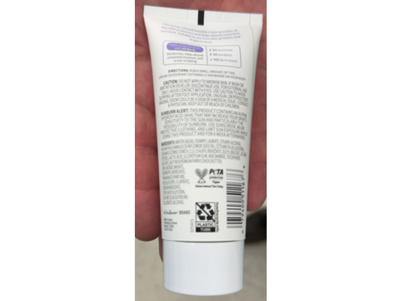 Dove Whole Body Deo Invisible Cream, Coconut & Vanilla, 2.5 fl oz/73 mL