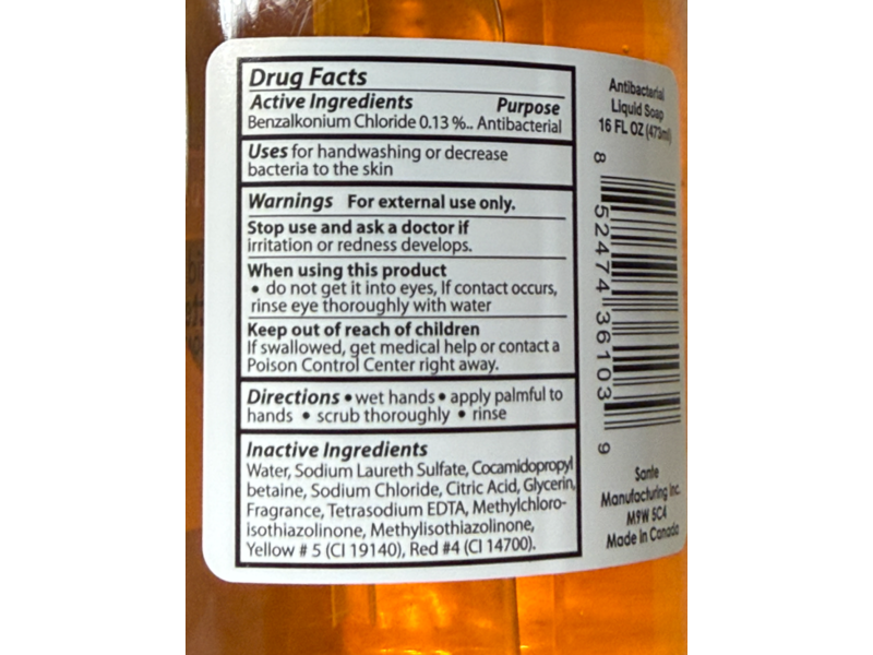 Spa Soap Liquid Antibacterial Hand Soap, Original Gold, 16 fl oz/473 mL