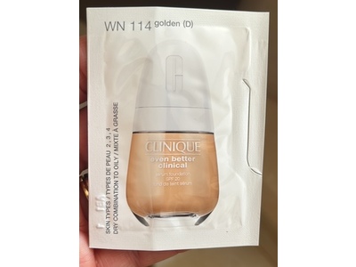 Clinique Even Better Serum Foundation, WN 114 Golden (D), SPF 20, 0.3 fl oz/1 mL