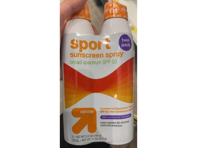 Up & Up Sport Sunscreen Spray, Reef-Conscious Formula, SPF 50, 11 oz/312 g, Twin Pack