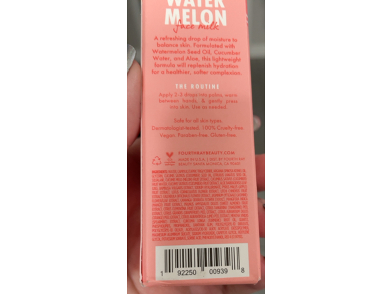 Fourth Ray Beauty Face Milk, Water Melon, 9.5 fl oz/28 mL