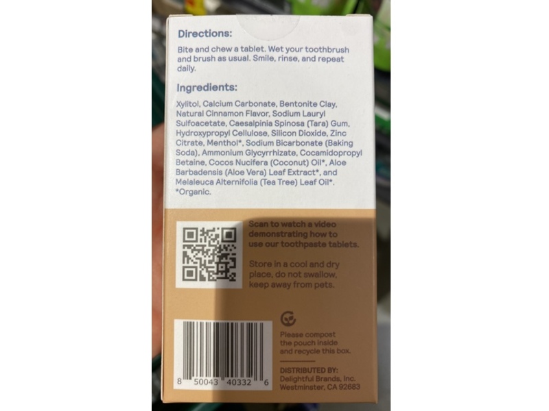 Huppy Fluoride-Free Toothpaste Tablets, Cinnamon, 1.3 oz/36 g, 62 Count,