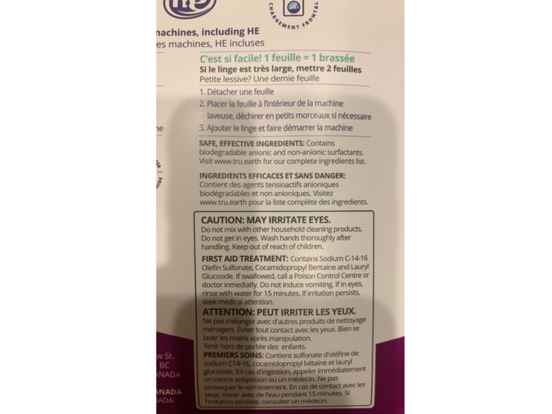 Tru Earth Laundry Detergent Eco-strips, Lilac Breeze, 32 Count