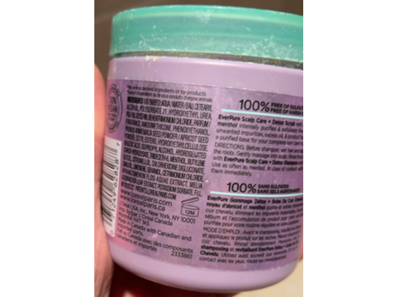 L'Oreal Paris EverPure Exfoliating Scalp Care + Detox Scrub, Apricot seed, 8 oz