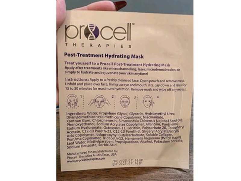 Procell Therapies Post-Treatment Hydrating Mask, Hyaluronic Acid
