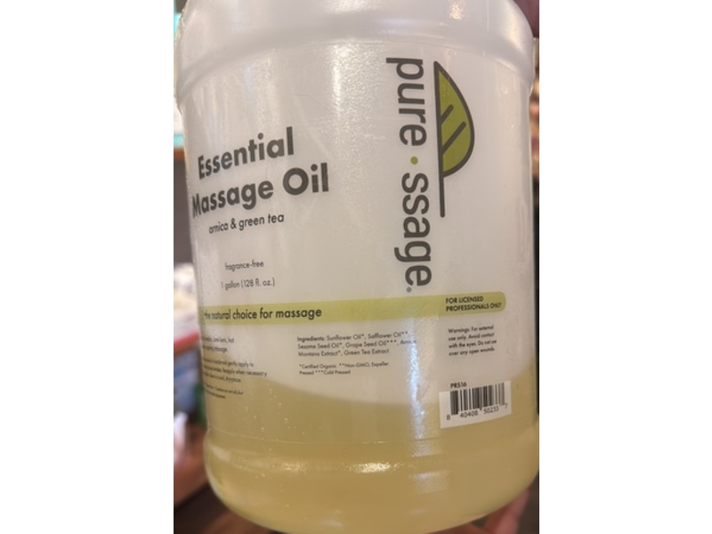 Pure-ssage Essential Massage Oil, Arnica & Green Tea, Fragrance-Free, 128 fl oz