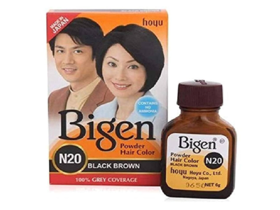 Bigen Powder Hair Dye, N20 Black Brown, 0.21 oz/6 g