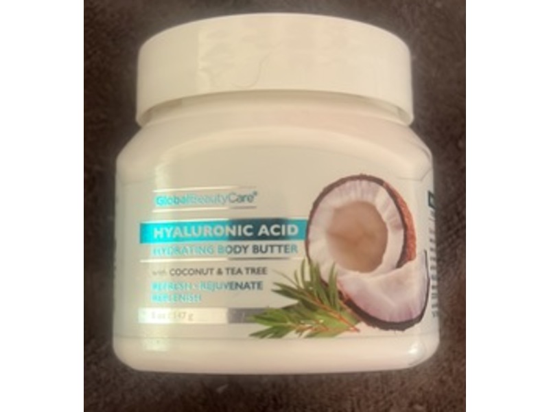 Global Beauty Care Hyaluronic Acid Hydrating Body Butter, Coconut + Tea Tree, 5 oz/147 g