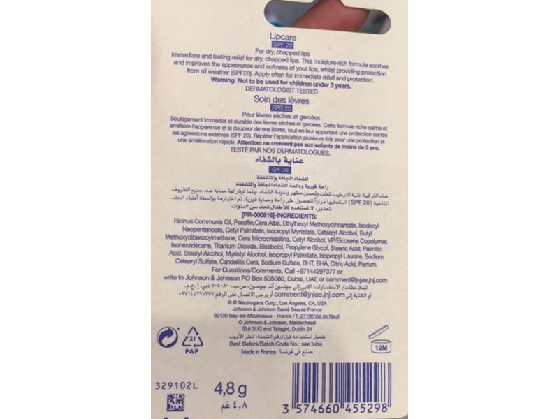 Neutrogena Norwegian Formula Lipcare, SPF 20, 4.8 g