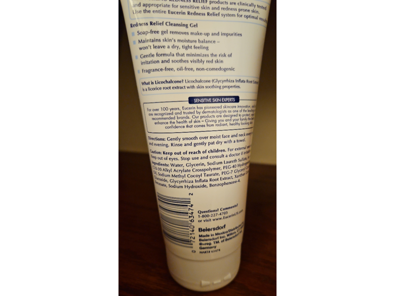 Eucerin Redness Relief Soothing Cleanser Gel, 6.8 fl oz/200 mL