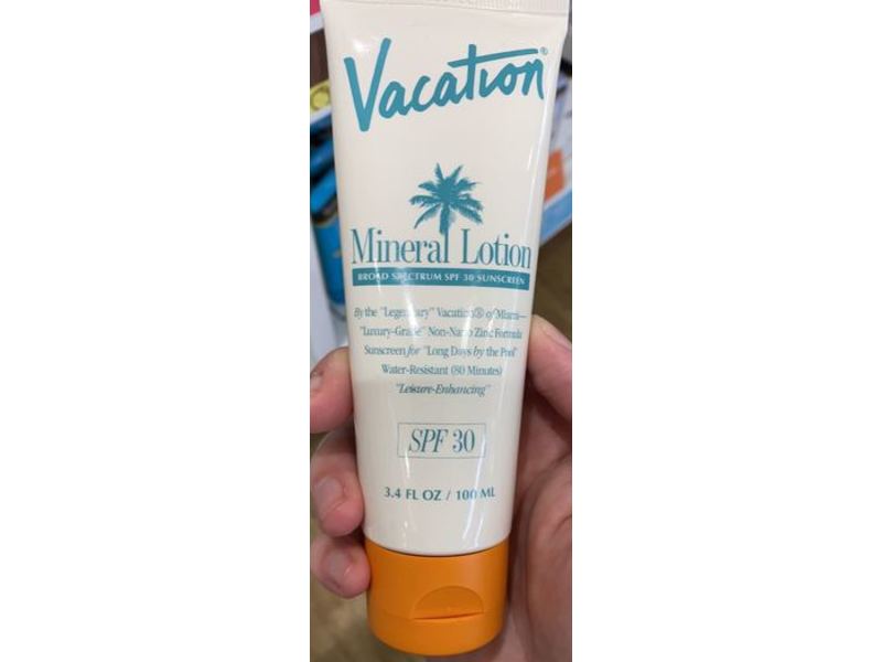 Vacation Mineral Sunscreen Lotion, SPF 30, 3.4 fl oz/100 mL