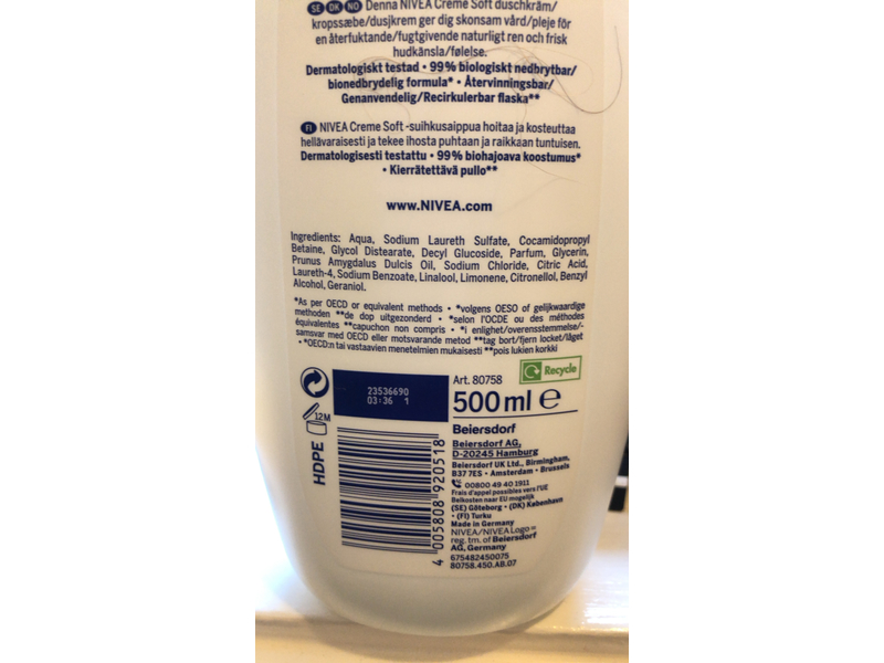 Nivea Pure Care Shower Cream, 500 mL