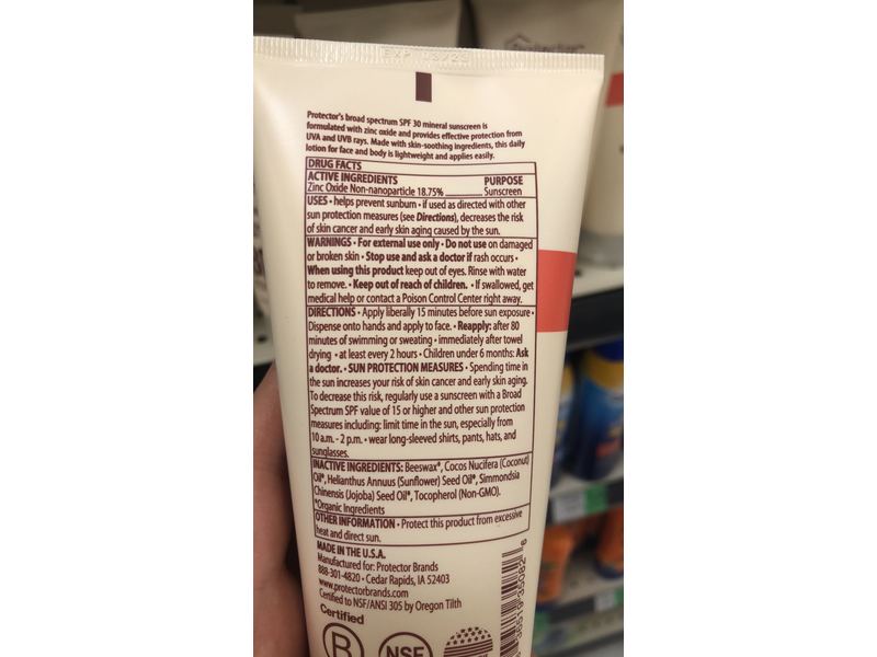 Protector Mineral Sunscreen, SPF 30, 6 fl oz/177 mL