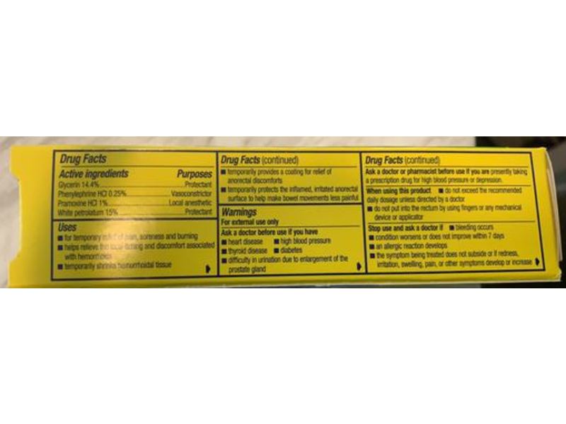 Preparation H Hemorrhoidal Cream, Multi-Symptom Pain Relief, Aloe, 0.9 oz/26 g, Pack Of 3