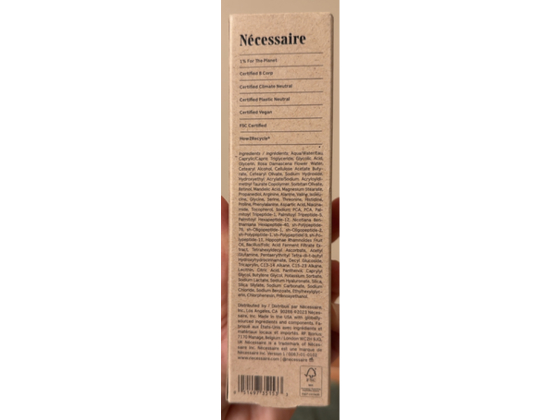 Necessaire The Hand Retinol, 0.25% Pure Retinol, 2.2 fl oz/65 mL