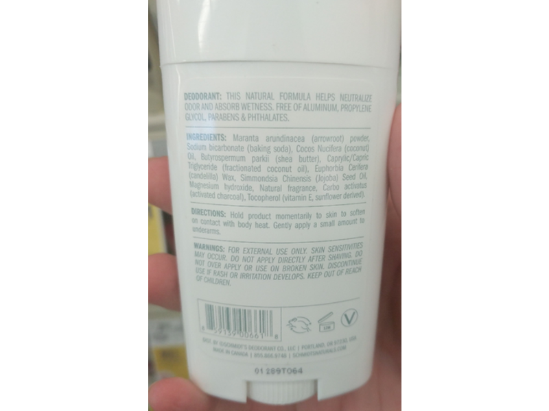 Schmidt's Natural Deodorant, Charcoal + Magnesium, 2.65 oz