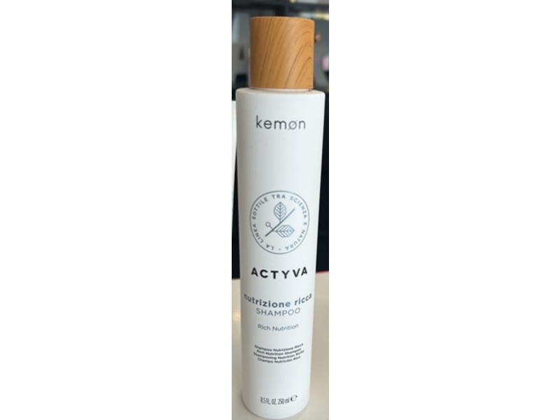 Kemon Actyva Nutrizone Ricca Shampoo, 8.5 fl oz/250 mL
