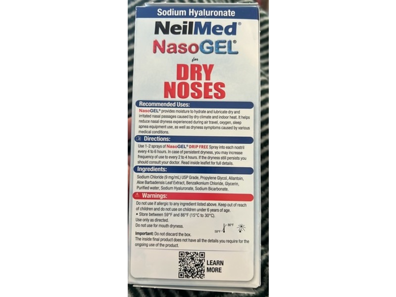 NeilMed NasoGel Dry Nose Gel Spray, Aloe Vera, 1 fl oz/30 mL, Pack Of 2