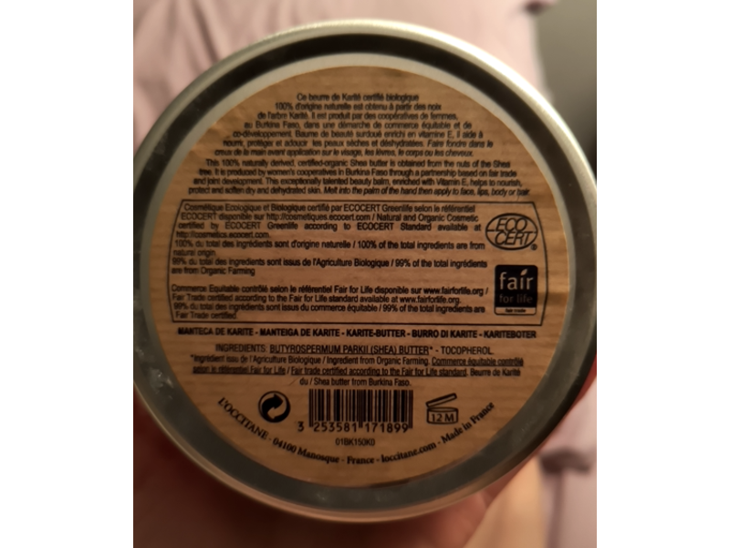 L'Occitane En Provence Pure Shea Butter, Vitamin E, 5.2 oz/150 mL