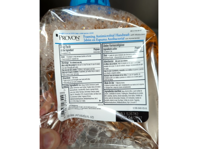 Gojo Provon Foaming Antimicrobial Handwash, 42 fl oz/1250 mL, Pack Of 4