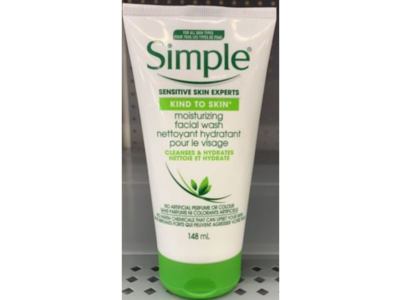 Simple Kind To Skin Moisturizing Facial Wash, Cleanses & Hydrates, 5.0 fl oz/148 mL