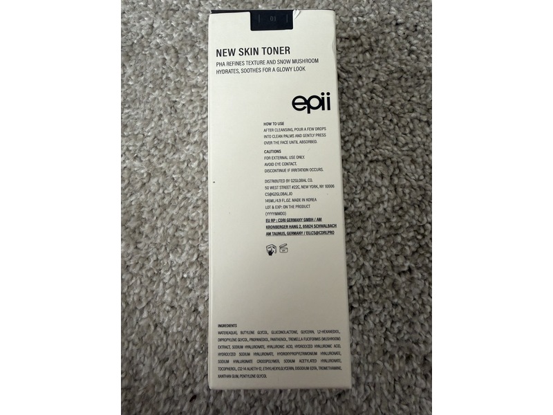 Epii New Skin Toner, Snow Mushroom And Pha, 4.9 fl oz/145 mL