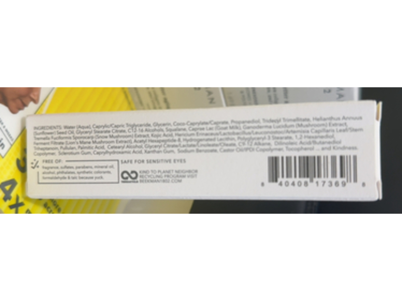 Beekman 1802 Wrinkle Smoothing Eye Cream, Mushroom Milk, 0.68 fl oz/20 mL