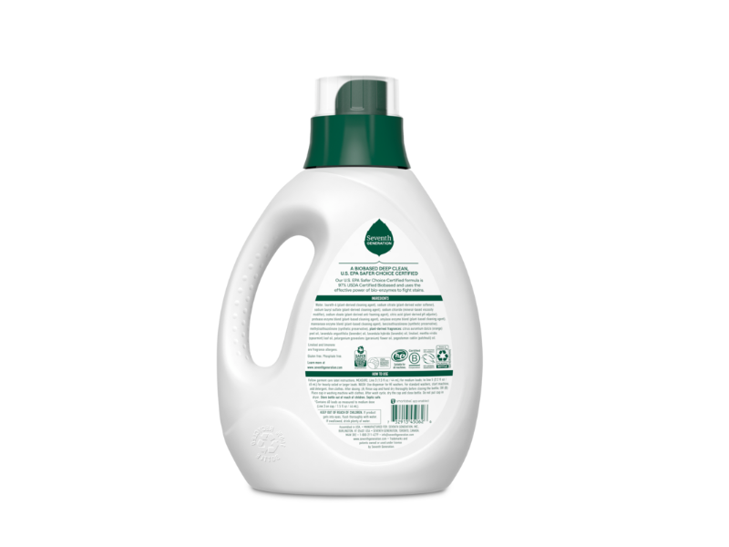 Seventh Generation Clean With Purpose Laundry Detergent, Fresh Lavender Scent, 60 Loads, 90 fl oz/2.6 L