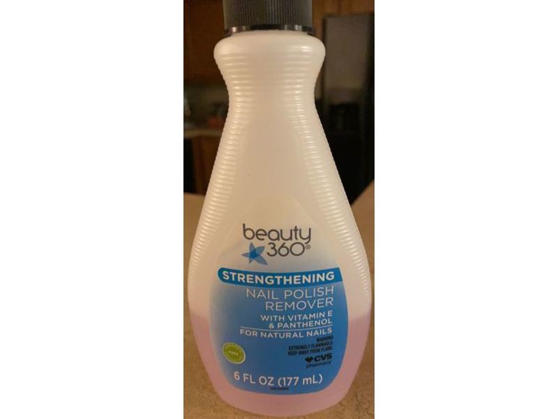 Beauty 360 Strengthening Nail Polish Remover, Vitamin E & Panthenol, 6 fl oz/177 mL