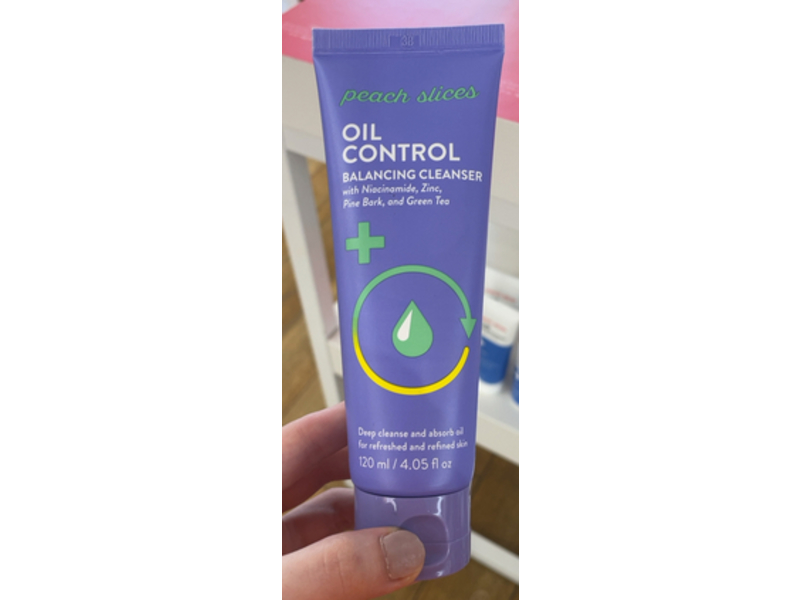 Peach & Lily Peach Slices Oil Control Balancing Cleanser, Niacinamide, Zinc, Pine Bark & Green Tea, 4.05 fl oz/120 mL