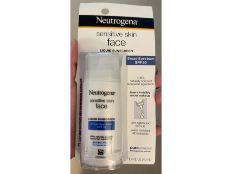 Neutrogena Liquid Face Sunscreen, SPF 50, Sensitive Skin, 1.4 fl oz/40 mL