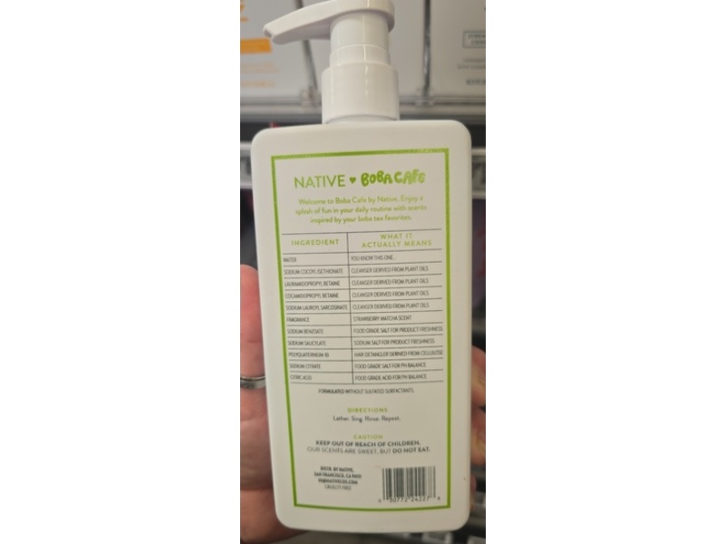 Native Boba Cafe Strengthening Shampoo, Strawberry Matcha, 16.5 fl oz/487 mL