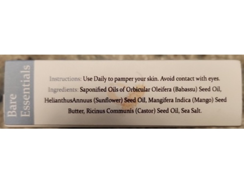 Island Girl Bare Essentials Sea Salt Brine Bar, Babassu Oil & Mango Butter, 4.5 oz/127.5 g