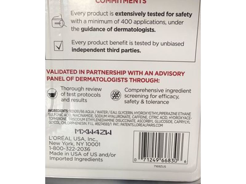 L'Oreal Paris Eye Serum, 2.5% Hyaluronic Acid + Caffeine, 0.67 fl oz/20 mL, Pack Of 2