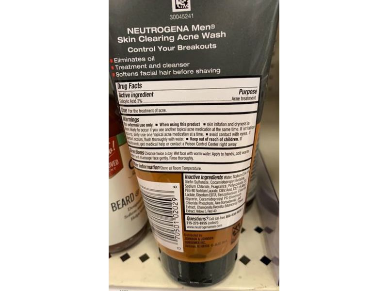 Neutrogena Men Skin Clearing Acne Wash, Salicylic Acid Acne Treatment, 5.1 fl oz/150 mL