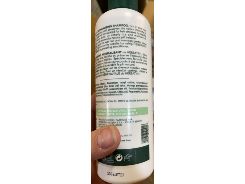 Herbatint Aloe Vera Normalising Shampoo, 260 mL