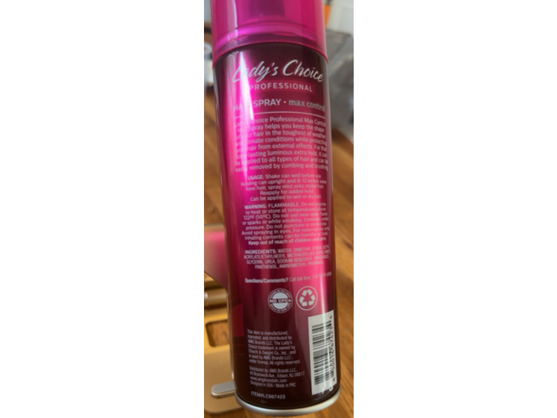 Ladys Choice Max Control Hair Spray, 6 oz/170 g