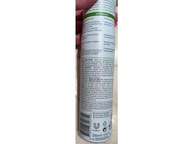 Dove Go Fresh Deodorant Spray, Cucumber & Green Tea, 200 mL