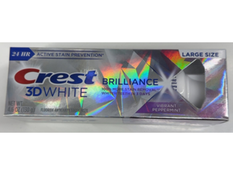 Crest 3D White Brilliance Toothpaste, Vibrant Peppermint, 4.6 oz/130 g, Pack Of 3
