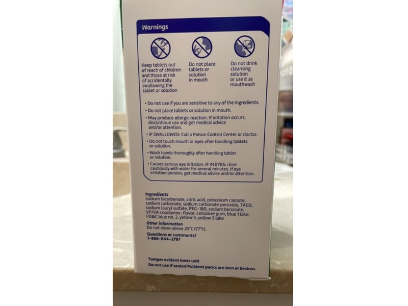 Polident Overnight Whitening Antibacterial Dental Appliance Cleanser Tablets, 90 Count