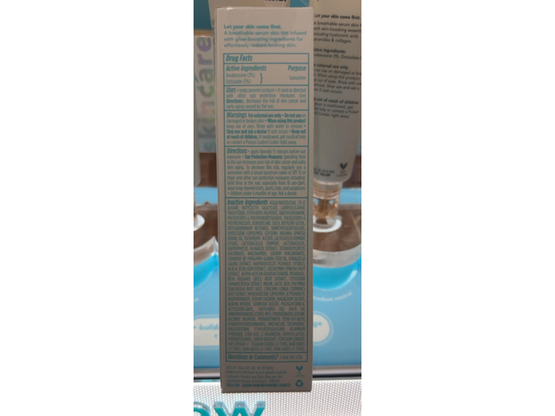 Tula Skin Care Radiant Skin Brightening Serum Tint, SPF 30, 10 Light Medium Olive, 1 fl oz/30 mL