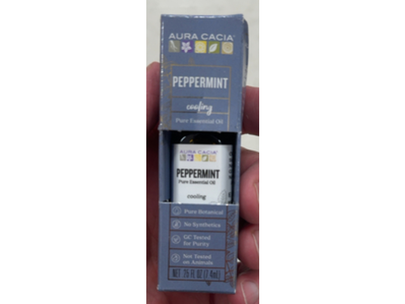 Aura Cacia Cooling Pure Essential Oil, Peppermint, 0.25 fl oz/7.4 mL