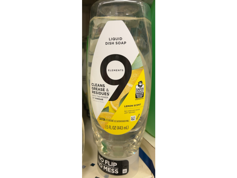 9 Elements Liquid Dish Soap, Lemon Scent, 15 fl oz