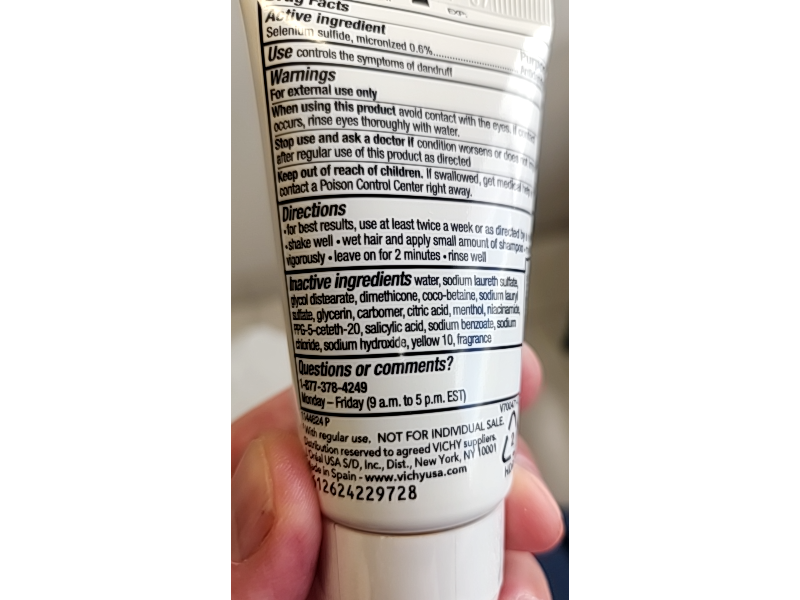 Vichy Dercos Anti-Dandruff Shampoo, 1.69 fl oz/50 mL