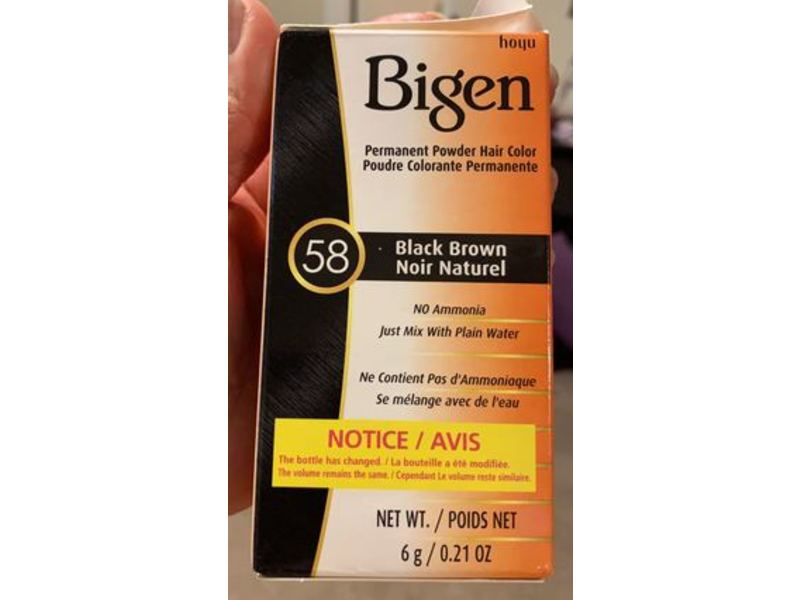 Bigen Permanent Powder Hair Color, 58 Black Brown, 0.21 oz/6 g